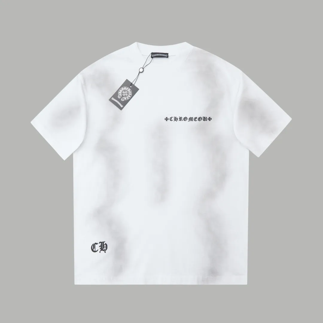 🅿️250 ✨CH✨🆕25SS spring and summer new style Croix heart✝frame letter distressed printed short sleeves Light luxury essential item for daily commuting for men and women Correct version Welcome to compare Detailed features · 280g 100% pure cotton double yarn jersey fabric · Custom dyed in the same vat, special thickened 32 count double-strand 1X1 thread · Colorful foaming. Ready-to-wear dyeing Then do the faded fried snowflake process, then wash it to make it look old. Common washing improves the effect · Double-needle stitching and cross-stitch process · Original main mark, washed tag, branded moisture-proof paper packaging Color: black/white/orange Size: S/M/L/XL